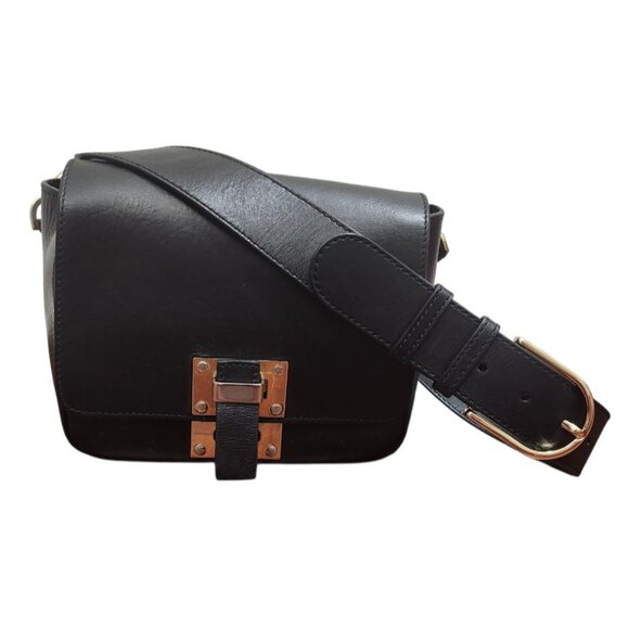 SOPHIE HULME Black Smooth Matte Leather Crossbody Bag - Picture 2 of 16